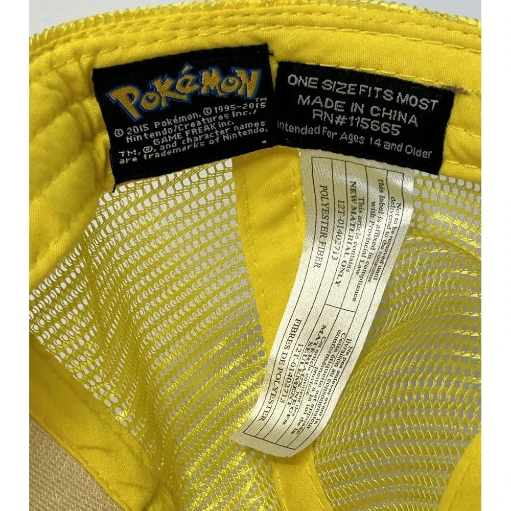 Nintendo Pokemon Pikachu Yellow Cap 3D Ears Youth‎ One Size SnapBack